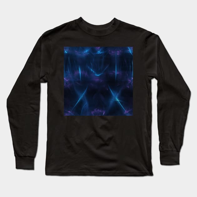 Neon Trippy EDM Festival Rave Pattern Long Sleeve T-Shirt by AlexandrAIart